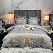 Bedding set 4pcs Silk cotton embroidery duvet cover flat sheet 2 pillowcases set