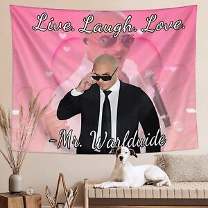 Mr Worldwide Tapestry Says to Live Laugh Love Tapestry Meme Funny Tapestry