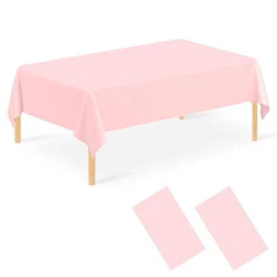 Light Tablecloth Disposable Baby Table Covers 54" x 108" Pastel 2 Pack Pink - Image 1 of 4