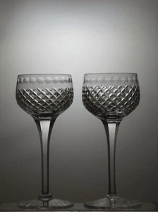 Stuart Crystal "Hardwicke" Cut Set Of 2 Wine Hock Glasses 7" - Boxed - Picture 1 of 3