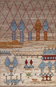 Geometric Tribal Moroccan Area Rug 6x8 Wool Hand-knotted Oriental Carpet - Picture 1 of 12