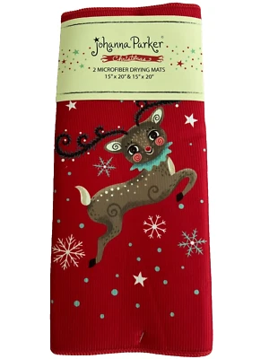 Johanna Parker Navidad RENO Juego de 2 Alfombrillas de Secado NUEVAS 15”x20”  Foto 1 de 3
