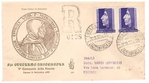 FDC VENETIA CLUB 1952 - SAVONAROLA VIAGGIATA - Imagen 1 de 1