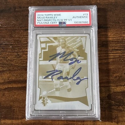 2014 Topps WWE NXT Mojo Rawley Yellow Printing Plate Autographed PSA Slabbed 1/1 - Image 1 of 2
