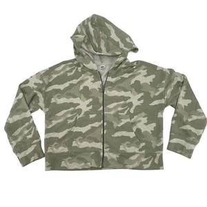 Old Navy Camo Green Full Zip Hooded Jacket Girls Size Large 10-12 - Picture 1 of 9