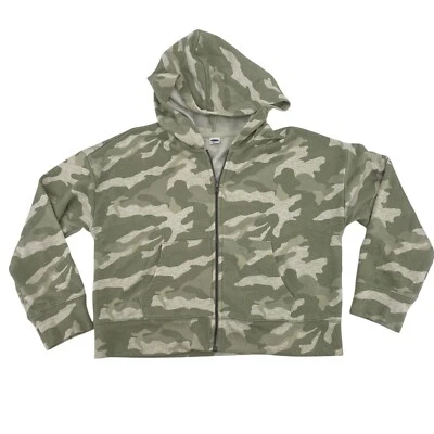 Old Navy Camo Green Full Zip Hooded Jacket Girls Size Large 10-12 - Image 1 of 4