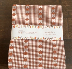 The Farmhouse Rachel Ashwell Pumpkin Tha Tablecloth Plaid 60”x102” Oblong - Picture 1 of 2