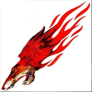 CAR TWO SIDE FENDER MOTORCYCLE DECORATION DECALS STICKERS FLAME RED WOLF #1 - Picture 1 of 3