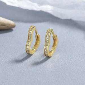 1 Paar 9KT / 18K GOLD DAMEN HERZ CREOLEN 13,9mm 2024Neu - Bild 1 von 6