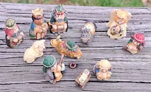 11 pc Mini Nativity Scene Resin Religious Joseph Mary Baby Jesus Figurines - Picture 1 of 16