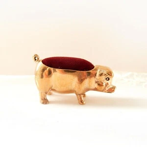 Vintage Brass Pig Pin Cushion - Picture 1 of 6