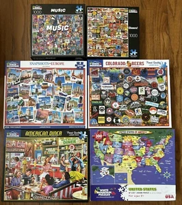 Lote de 5 Puzzles White Mountain 1000 Piezas y 1 300 Piezas - ¡COMPLETOS! - Imagen 1 de 7