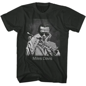 Miles Davis Holding Trumpet Wearing Sunglasses Men's T Shirt Jazz Music Merch - Picture 1 of 5