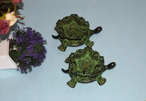 Decorative Turtle Oil Lamp Brass Pooja Diya Set With Floral Back Amphibian EK988 - Picture 1 of 10