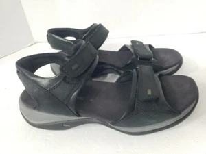 Clarks Springers Wo's Womens 9M Leather Ankle Strappy Sandals Black Shoes - Picture 1 of 8