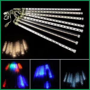30cm LED Meteor Light Snow Rain Shower 8 Tube Chain Light Christmas Decor RK989 - Picture 1 of 19