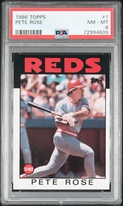 Tarjeta de béisbol 1986 Topps Pete Rose #1 MLB uno de los grandes | PSA 8 casi nueva-como nueva - Imagen 1 de 4