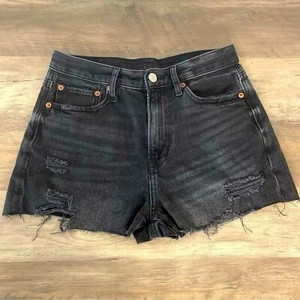 AMERICAN Eagle Black Distressed Cutoff 90’s Boyfriend Short - Picture 1 of 7