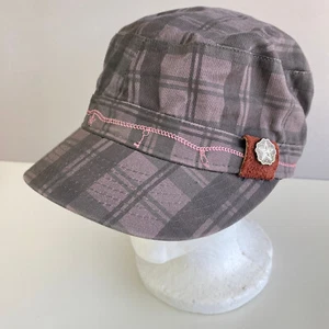 Vintage Obey Women’s Post Baker Boy Strapback Hat Plaid Gray Pink - Picture 1 of 6