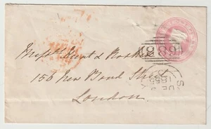 1855 1d PINK STATIONERY SALISBURY SIDEWAYS DUPLEX & HANTS UDC BREAMORE TO LONDON - Picture 1 of 2