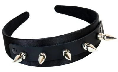 Diadema de cuero con púas de 1" Cosplay gótico punk emo grunge metal club alternativo Foto 1 de 4