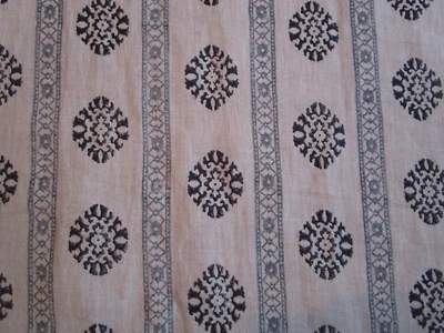 GP&J Baker ALMA Indigo Tela Lino 49"+x 55" Ancho Azul Marino Beige Rayas Global Foto 1 de 4