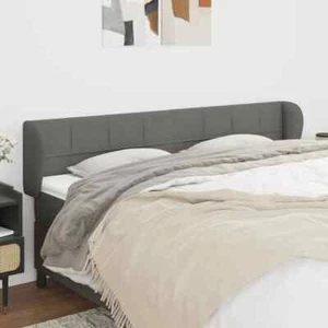 Winged Fabric Headboard Bedhead Bed Frame Head Dark Grey Super King Size 203cm - Picture 1 of 9