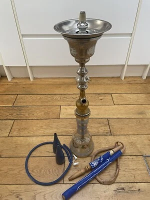 Vintage Khalil Mamoon Shisha Hookah 30” Tall Hand Painted Glass Base - Image 1 of 4