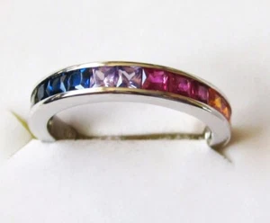 Zirkonia, mehrfarbiger Ring / Größe 5 / 925 Sterling Silber / 2,8 kt - Bild 1 von 6