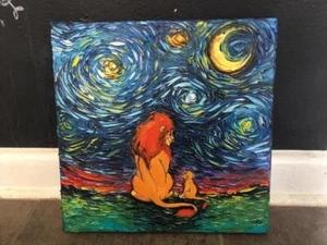 Rare Original Master 2016 Disney Lion King Starry Night Oil Painting Aja Trier - Picture 1 of 8