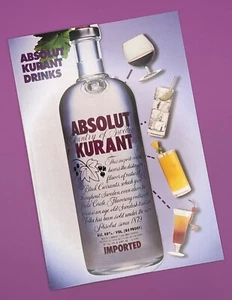 Absolut Kurant Vodka Die-cut Cocktail Drink Menu - Rare - Picture 1 of 5