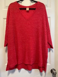 FADED GLORY top shirt blouse 3X 22/24W Bust 52 Length 30 Pink Striped - Picture 1 of 2