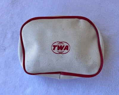 Mini bolso de tocador de colección TWA blanco y rojo para cambio avión de línea aérea Foto 1 de 4
