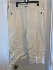 Pantaloni DENIM & CO Stretch Chambray Crop NATURALI taglia 1X - Foto 1 di 3