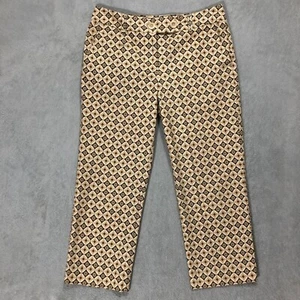 Talbots Stretch Patterned Crop Pants Geometric Print Beige Brown Trousers Size 8 - Picture 1 of 7