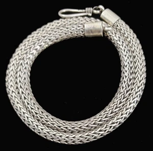 Heavy 67g Sterling Silver Woven Spiga Wheat Classic 7mm 18" Chain Necklace - Picture 1 of 7