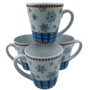 Sakura Snowflake Debbie Mumm Coffee Mugs Set of 4 VTG 4 1/8" 2000 Christmas - Picture 1 of 8