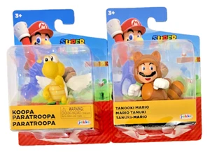 Figuras KOOPA PARATROOPA & TANOOKI MARIO Super Mario Jakks Pacific 2,5" - Imagen 1 de 1