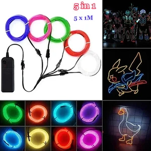 Neon LED Lights Glow EL Wire Luminescent String Strip Tube Lamp Battery Operated - Picture 1 of 27