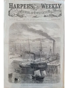 USS Nashville & Tuscarora @ Southampton 1862 Harpers bloque semanal de madera de la Guerra Civil - Imagen 1 de 3