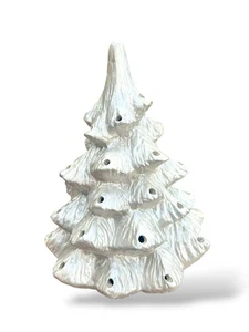 Shimmery Metallic White Silver Ceramic Christmas Tree -(NO BASE OR BULBS ) 8.25” - Picture 1 of 7