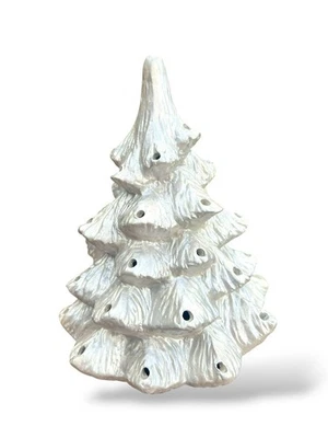 Shimmery Metallic White Silver Ceramic Christmas Tree -(NO BASE OR BULBS ) 8.25” - Image 1 of 4