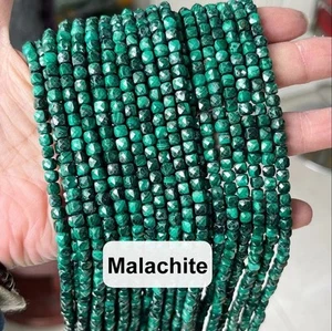4 mm Echte Natürliche Kleine Facettierte Würfel Quadrat Malachit Perlen für Schmuckherstellung - Bild 1 von 3