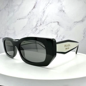 Neue PRADA Sonnenbrille schwarz weiß rechteckig Symbole Logo gold authentisch - Bild 1 von 20
