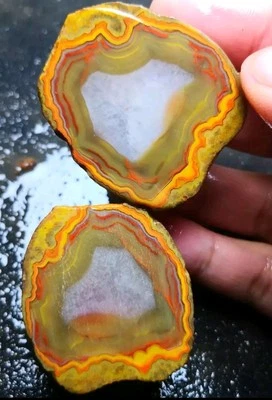 1Pair Rare Natural Warring States Red Agate Geode Quartz Crystal Slices USA Ship - Image 1 of 4
