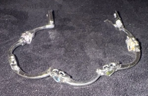 Sterling Silver 925 FAS Heart Shaped Rainbow Gemstones Link Bracelet 7.5” 10.1g - Picture 1 of 12