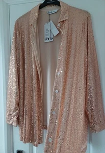 BNWT YOURS SZ 20 BLUSH PINK SEQUIN EVENING PARTY TOP OVER SHIRT BLOUSE NEW PLUS - Picture 1 of 4