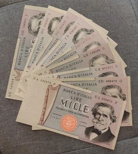 LOTTO BANCONOTE ITALIANE: 1000 LIRE VERDI 2° TIPO DECRETI DIVERSI - Foto 1 di 4