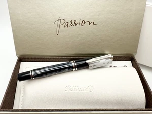 PELIKAN SOUVERAN M605 TORTOISESHELL BLACK FOUNTAIN PEN B 14K NEW IN BOX - Picture 1 of 16