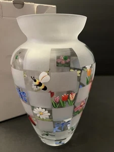 Lenox Nature's Splendor Frosted Hand-Painted Glass Vase NIB - Picture 1 of 7